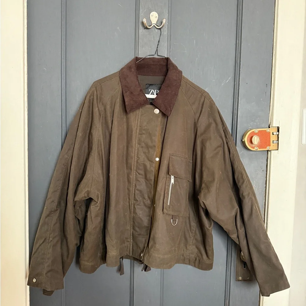 ZARA Corduroy Collar Waxed Women’s Jacket ZW Collection - Picture 4 of 6